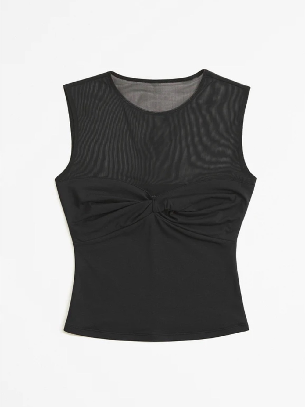 Abercrombie & Fitch Black Twist Front Mesh Top Size Large NWT
